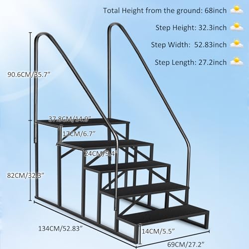 Escalera de 5 pasos con barandilla lateral para uso exterior miniatura 2