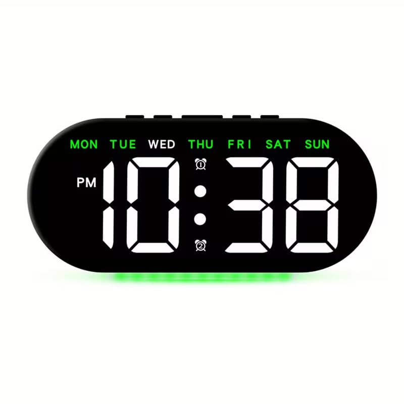 Image of 7.8'' Digital Alarm Clock, LED Digital Clock with Ambient Light, with Day /Date /Temperature / 12 / 24H / Dual Alarm /Snooze, Bedside Desk Table Clock, for Office Bedroom Kids Elderly