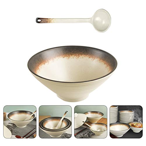 Yardwe 2Pcs Autêntico Japonês Ramen Tigela de Porcelana Tigela de Macarrão Conjunto de Sopa de Arroz