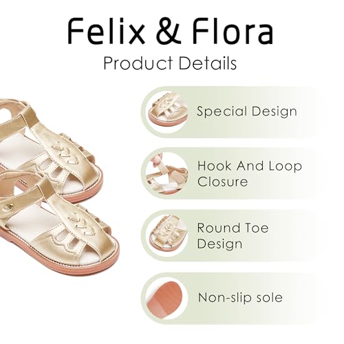 Image of Felix & Flora Toddler Girls Sandals Soft Rubber Princess Flat Shoes Flower Girl Shoes