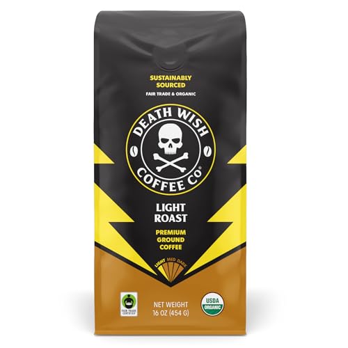 Death Wish Coffee, Organic and Fair Trade, Light Roast Ground Cof...