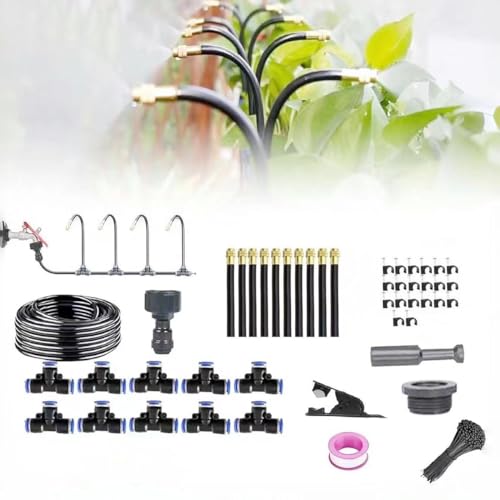 10M Bewässerungssystem Garten,360° Curved Wassernebel Nebelkühlsystem,Garten Bewässerung Kit,Sprühnebel Kühlung Bewässerungs System,Nebelbewässerungskit,für Landschaft,Flower Bed und Pflanzen