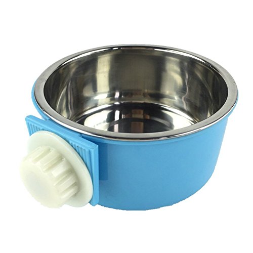 Fulla2116 11.5 cm de diamètre 2 en 1 en acier inoxydable pour animal domestique à suspendre Cage pour chien Bol Petit Animal Nourriture Eau Bol