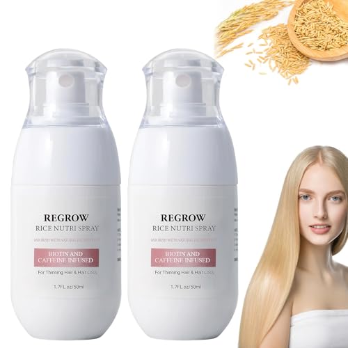 2PCS Regrowth Helper Spray, Biotin & Caffeine Hair Growth, Regrow 2.0 Rice Nutri Growth for Stronger, Healthier Hair