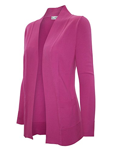 Image of Cielo Women's Solid Basic Open Front Pockets Knit Sweater Cardigan