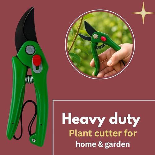 Image of Mozarto Heavy Duty Gardening Scissor /Plant Cutter For Garden /Branch Cutter For Plants /Flower Cutter /Pruners For Plants /Wood Branch Trimmer /Secateurs /Pruning Shears Blade (Green)