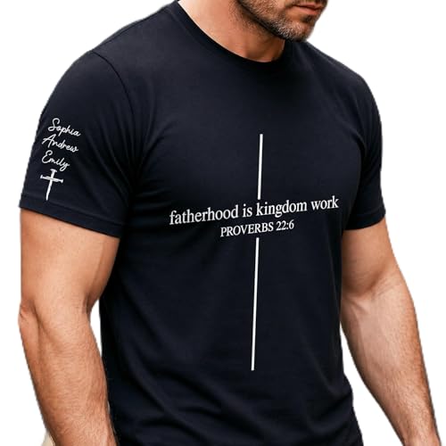 Pawfect House Gifts Personalized Fathers Day T-Shirt for Men Dad T-Shirts Fathers Day Birthday Gift for Dad Son Unisex T-Shirt with Design On Sleeve Forever My Hero