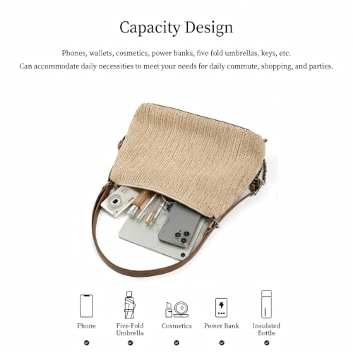 Bolso Hobo Tejido para Mujer Verano Bandolera Ajustable miniatura 6