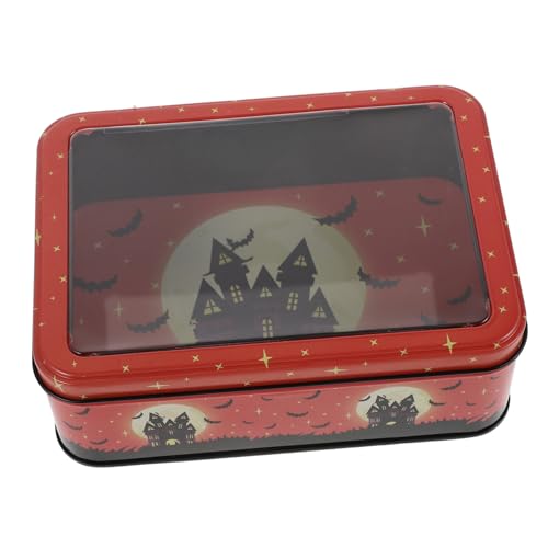 IMIKEYA Cajas Caja De Dulces De Halloween Favor Fiesta Víspera De Todos Los Santos Tratar Servicio Tapa Contenedor De Truco o Trato Recipientes Redondos De Hojalata Orange Planchar