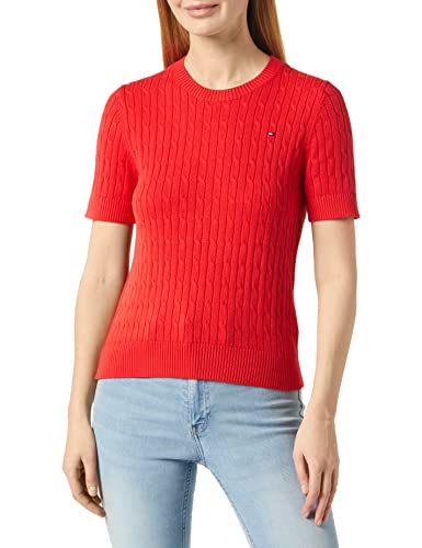Tommy Hilfiger Damen Pullover Strickpullover, Rot (Fireworks), M