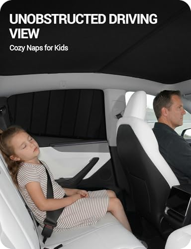Image of BASENOR [Upgraded Gen2] Tesla Model Y Juniper Side Window Sunshade 2025 2026, 7PCS Full Set Wrinkle-Free Window Covers for Kids, Camping & Privacy Rest, Rear Windshield Reflective UV Protection