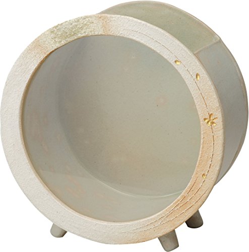 信楽焼 デザイン小物 白金彩丸水槽(大) 幅31x奥17x高さ33cm 541-02