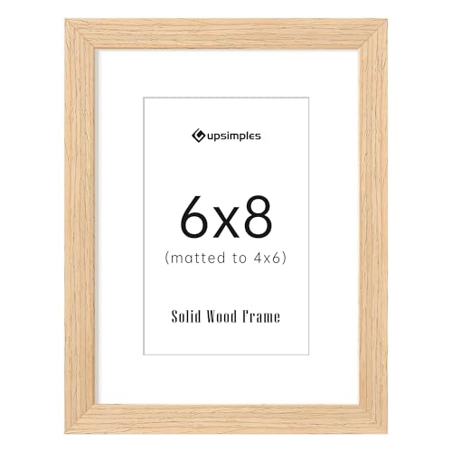 upsimples 6x8 Picture Frame Solid Wooden Nursery Decor 1Pack Natural