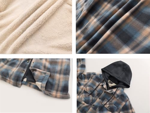 Image of Gary Com Heavy Thick Flannel Plaid Jacket Sherpa Fleece Lined Hoodies for Men Zip Up Winter Warm Coat Zipper Sweatshirt