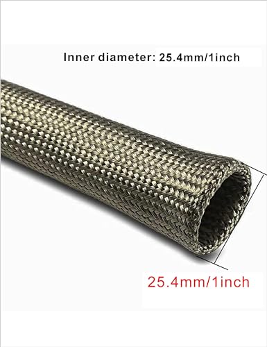 Heat Shield Sleeve Fuel Line Heat Shield Auto Hose Spark Plug Wire Cover Protectors Boots Roll 2500 Degree for Car&Auto Wire Loom Brake Cable(Titanium1\" IDX10\' )