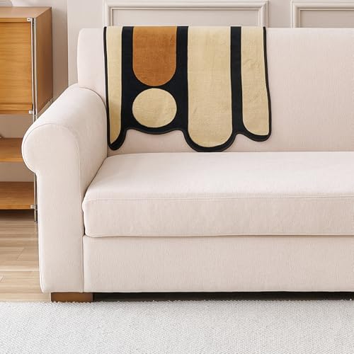 Image of HOKIPO 'Moderna Curves' 1 PC Backrest Mat for Sofa Cover | All Season Sofa Cover Mat with Anti Slip Backing, Oyster Beige (AR-6309-BGE)