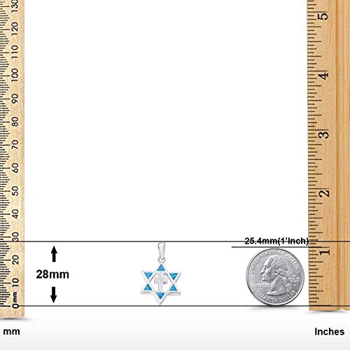 Blue Apple Co. Cross Star of David Pendant Lab Created Opal 925 Sterling Silver2