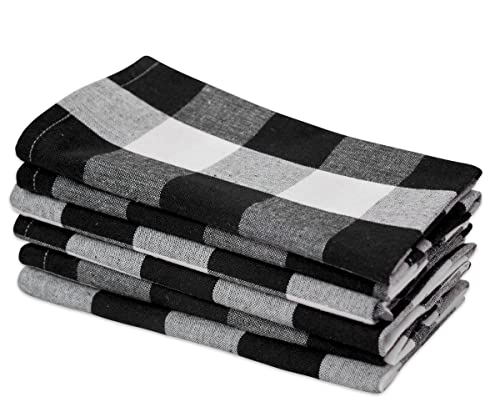 Black Cloth Napkins, Buffalo Plaid Napkins 100% Cotton, Cloth Dinner Napkins, Linen Napkins Hotel Quality Dinner Napkins, Black Dinner Napkin, Farmhouse Linen Napkins,18 X 18 Set 6 Black And White #TOP5