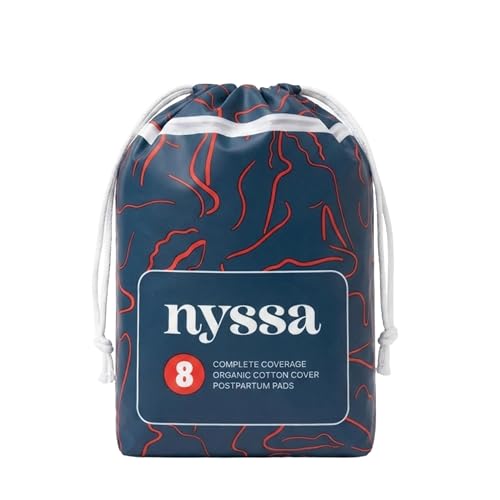 Image of Nyssa Postpartum Pads - Ultra-Absorbent Organic Cotton, 16 inch Long, Extra-Wide | Gentle for Sensitive Skin (1 Count, 8 Pads Total)