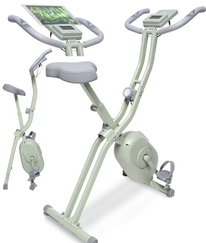 【MONOQLO年間ベストバイ2024受賞】STEADY フィットネスバイク エアロバイク 家庭用 静音 折り畳み Designed in Japan 独自開発の非接触式airホイール サイクリングマシン (05.グリーン/背もたれなし)