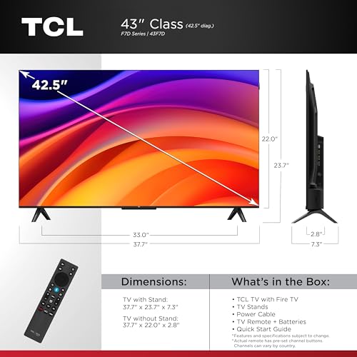 TCL 43” F7D Series 4K QLED with Dolby Vision HDR & Dolby Atmos Smart TV with Fire TV, Auto Game Mode, High Brightness LED Backlight, and Voice Remote - 43F7D by TCL - Image 2