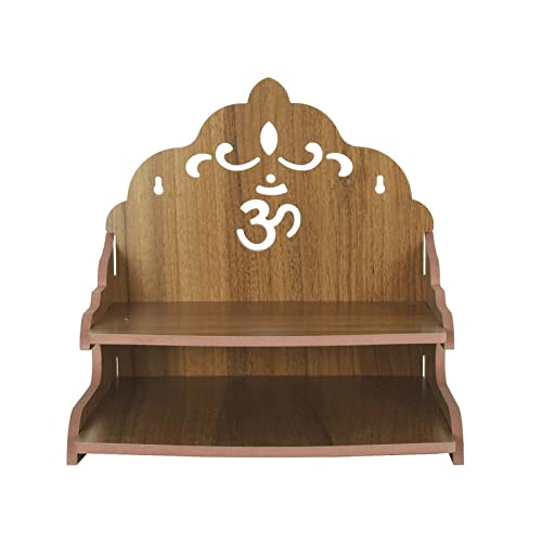 CrazyInk Beautiful Hand Made Pooja Mandir/Wooden Wall Mounted Hanging Temple for Home/Office/Factory/Festivals/Gifting Purpose (D8)