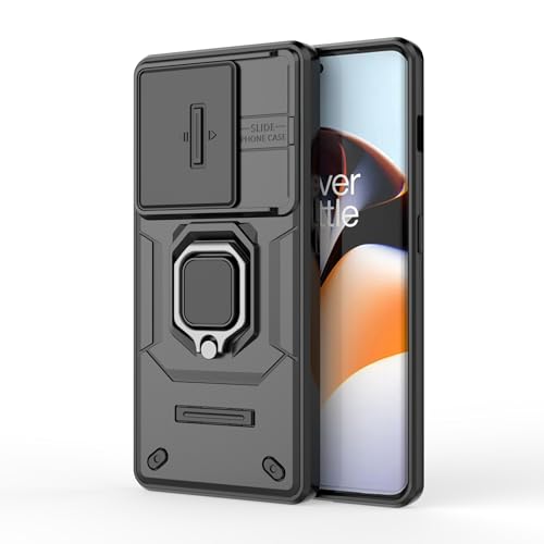 Image of Polycarbonate Camshield Pro Case With Slide Camera Protection And 360 Protection Ring Stand Bumper Back Case Cover For Oneplus 11R 5G (Black)