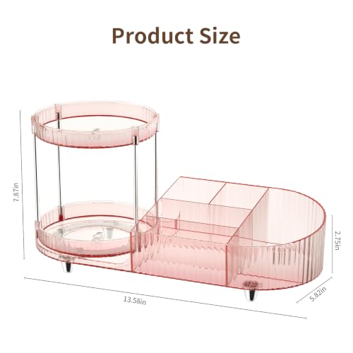 Image of Makeup Organizers for Vanity, 2 Rotating Perfume Trays and 5-Compartment