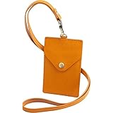 [RafiCaro] 縦型 IDカードホルダー 本革 イタリアンレザー ネックストラップ パスケース IDケース ネームホルダー ICカード 定期券 社員証 ブラウン