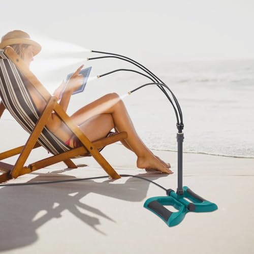 2 unidades de nebulizador de pie para jardín, niebla portátil para terraza, nebulizador de agua con cabezales de pulverización, manguera, varillas de extensión y patas, para exteriores, refrigeración