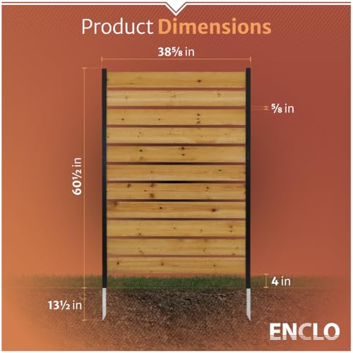 5ft H x 3.2ft W (1 Panel) No Dig Enclo Concord Cedar Wood Privacy Screen, Great to Hide Trash Cans, Decorative Patio Privacy Screen, Outdoor Privacy Fence Panel, Air Conditioner Fence, EC18022
