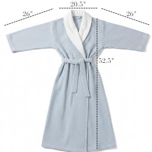 Image of Telegraph Hill Double Layer Seersucker Robe - Navy Stripe - X-Large
