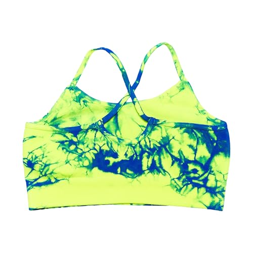 Girls Tie Dye Bra Cami Tank Top w/Dance Embellishment – Soft Stretch Tie Dye Tank Tops Shirt One Size Ages 4-73