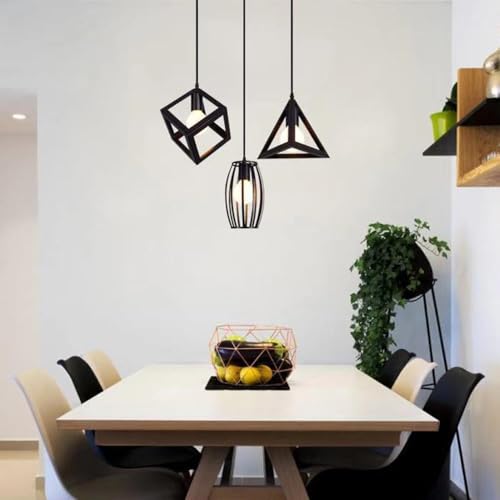 Suspension industrielle en métal cage noire vintage 14x24cm pour déco intérieur