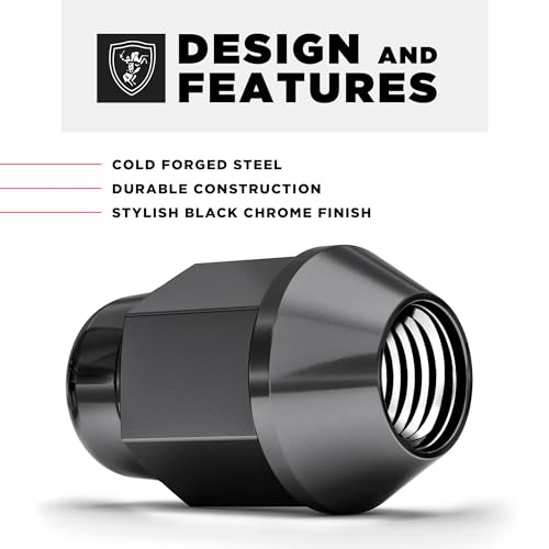 Image of White Knight M12x1.50 Black Chrome Bulge Acorn Lug Nut, 4 Pack