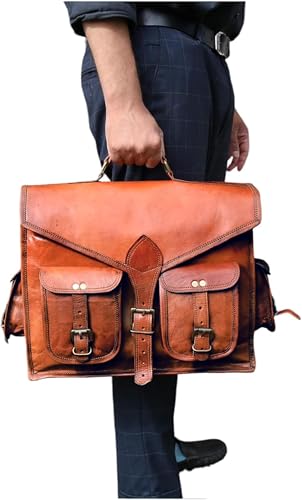 Maletín de cuero marrón para laptop de 15 pulgadas miniatura 2