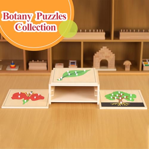 Image of MONTESSORI OUTLET Nature Materials Flower Puzzle Early Preschool Learning Toys for 3-12 Year Old Kids and Toddler