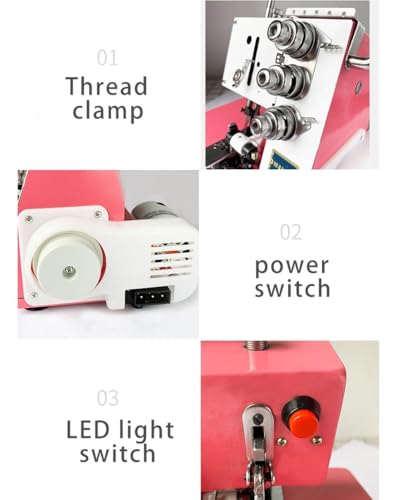 Machine à coudre électrique surjeteuse avec éclairage LED intégré