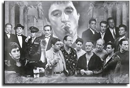QTAII Scarface Goodfellas Godfather Sopranos Poster Decorative Painting Canvas Wall Art Living Room Posters Bedroom Painting 16x24inch(40x60cm)