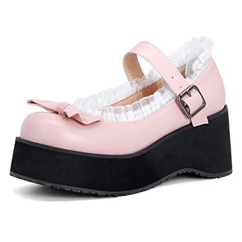 CUTEHEELS Women's Gothic Style Platform Shoes Pink Cover