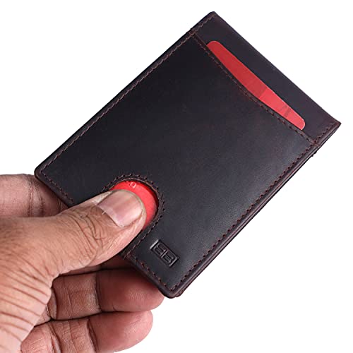 Image of Brooklyn Bridge Genuine Leather Money Clip Wallet for Men Oil Pull Up Brown - Premium Slim RFID Protected Wallet with Cash Clip & Multiple Card Slots, Stylish Front Pocket Design, Gift for Men