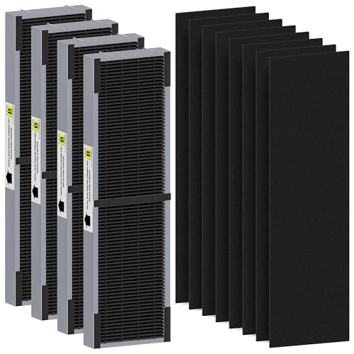 Image of Funmit FLT4825SM Filter B Smoke Clear Replacement Compatible with G-Guardian AC4825, AC4300, AC4900, AC4825DLX, AC4850 Air Purifier, 4 High Efficiency Filters + 8 Activated Carbon Pre-Filters, Gray