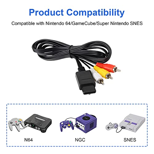 Cstesvn ACS23-AV N64 Av Cable, Audio Video Cable Compatible With Nintendo 64/N64/Gamecube/Ngc/Snes Tv Games thumb #1
