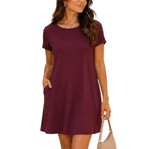 Image of Miss Lavish London Women's Relaxed Fit T Shirt Dress with Pockets Short Sleeve Summer Vacation Dresses
