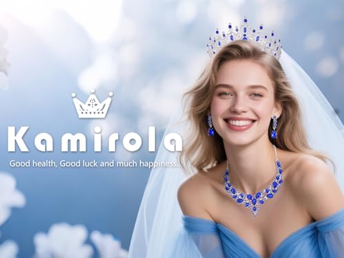 Kamirola Tiaras and Crowns for Women,Tiaras Earrings Necklace, Crystal Bridal Jewelry Set（TR834