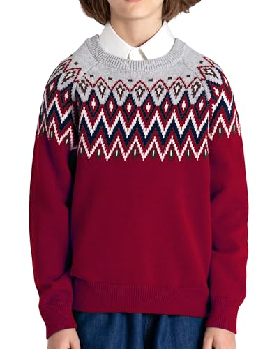 Image of BOBOYOYO Boys Sweaters 100% Cotton Cable Knit Kids Sweater Striped Pullover