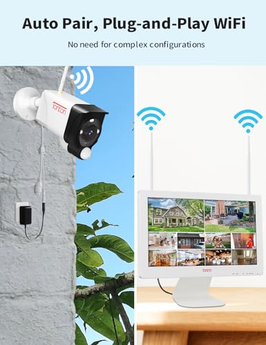 [2K&2 Way Audio&Dual WiFi] Tonton Wireless All-in-One Ultra HD Security Camera System with 16 Inch 5MP Monitor,10CH NVR with 1TB HDD,4PCS 3MP Outdoor Bullet IP Floodlight Cameras with PIR,Plug & Play - Thumbnail 2