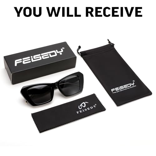 FEISEDY Retro Square Cat Eye Sunglasses for Women Trendy Big Shades Vintage Sun Glasses B0164 7