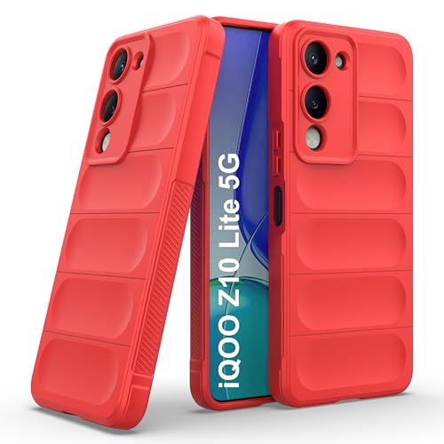Image of amazon basics Back Case Cover for iQOO Z10 Lite 5G | Compatible for iQOO Z10 Lite 5G Back Cover | Liquid Silicon Magic Case with Camera Protection | Red