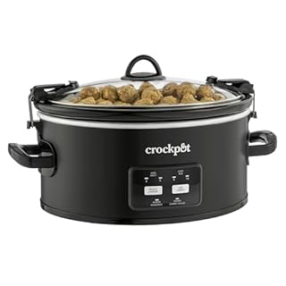 Crock-Pot 6-Quart Cook & Carry Slow Cooker, One-Touch Control, Matte Black